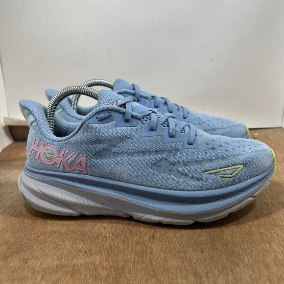 Hoka One One Shoes - Hoka One One Clifton 9 Women Size 9 Blue Running Shoes Sneakers